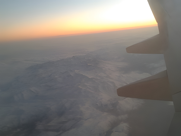 Sunlight above clouds at sunset, the feeling of looking down at the sky